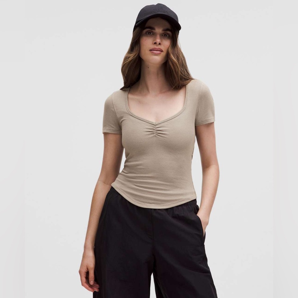 LULULEMON W3JPNS Hold Tight Sweetheart Short-Sleeve Shirt Warm Ash Grey